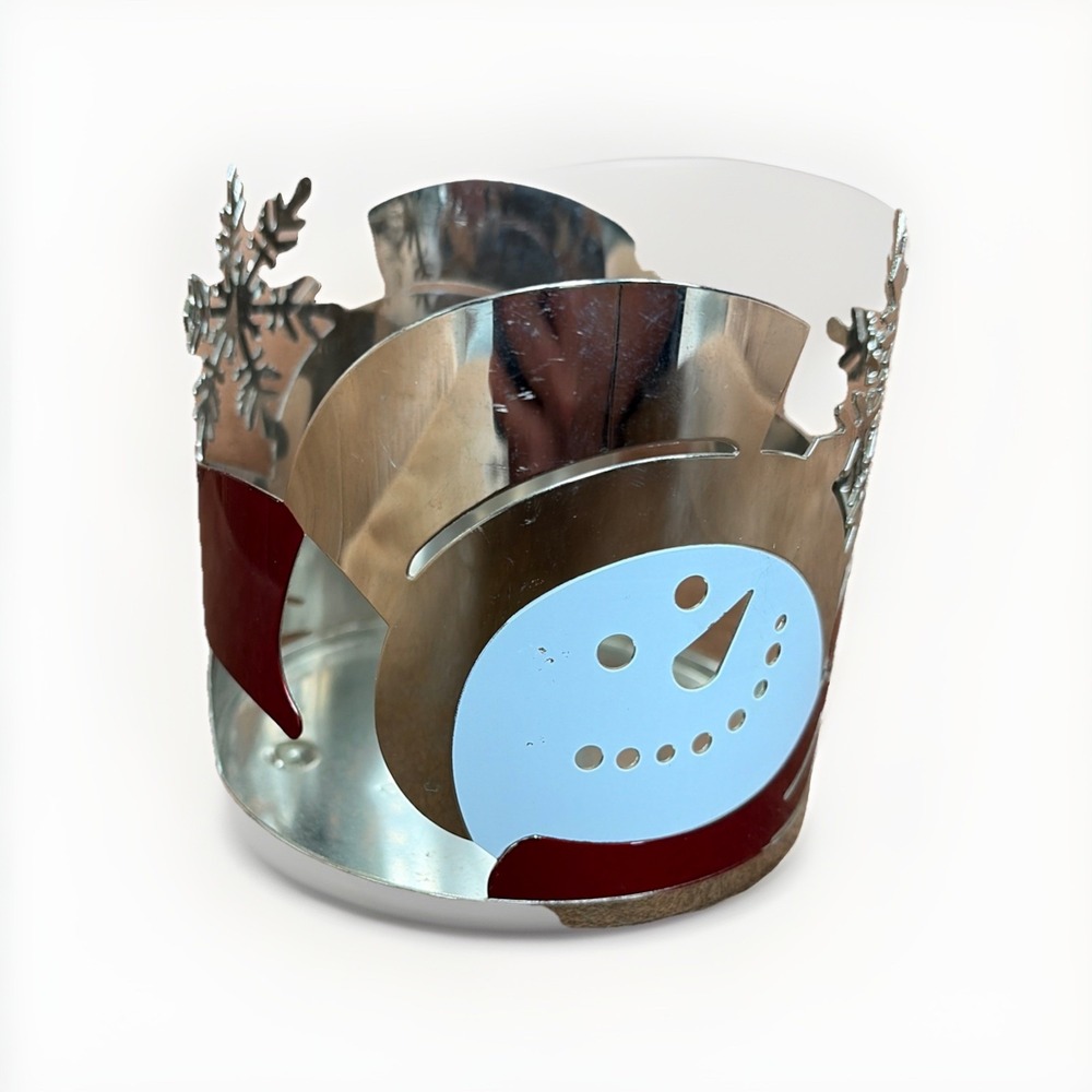 Bath And Body Works Snowman Snowflake 3-wick Candle Holder  Silver‎ Winter
